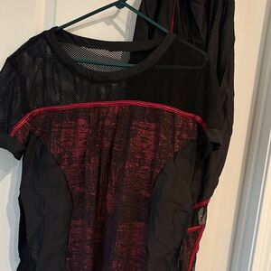 Black and Red Mesh hip hop dance costume XL